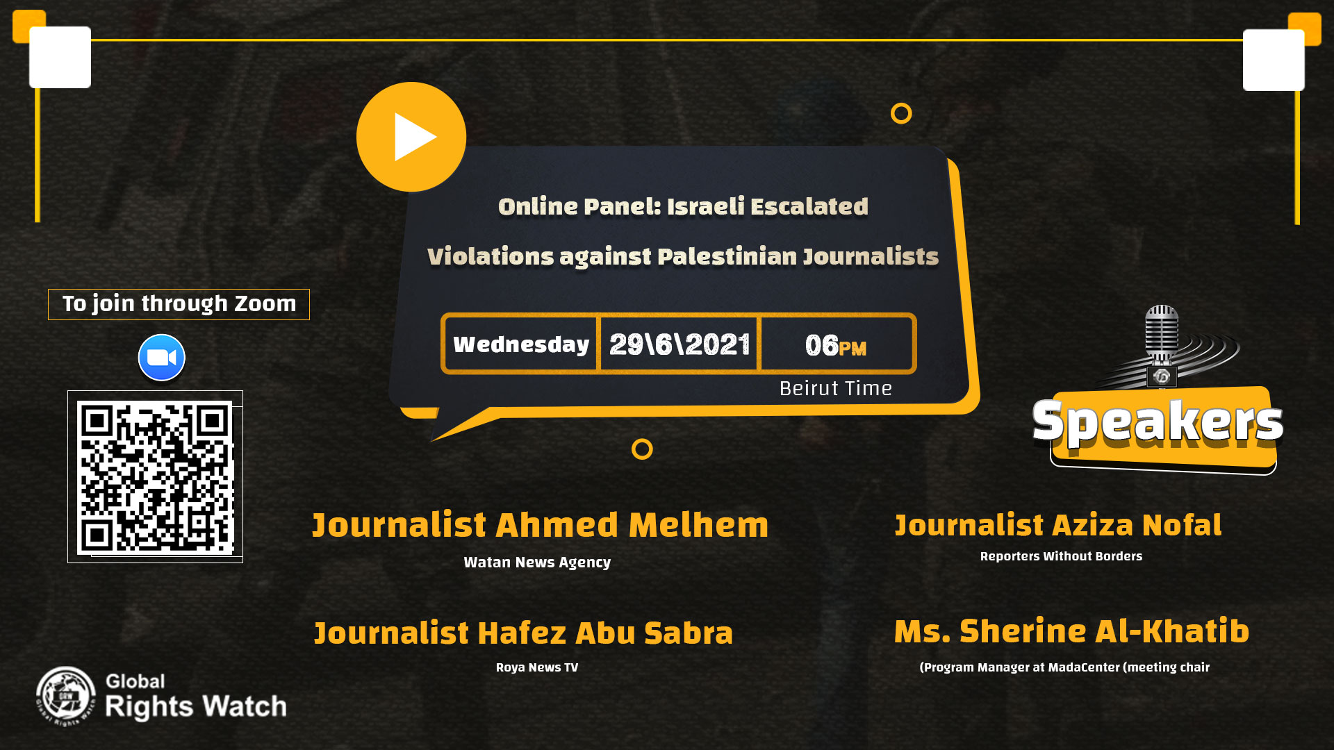Online Panel: Israeli Escalated Violations against Palestinian Journalists